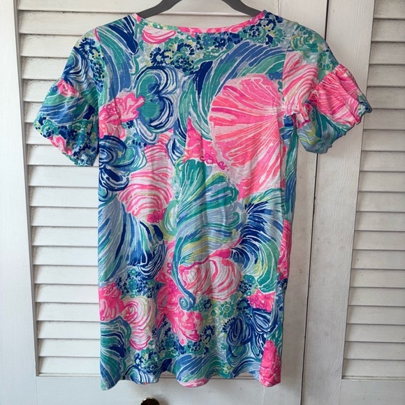 Lilly Pulitzer Girls Mini Lindell Dress Puff Sleeve size 8/10 Large Beach Preppy - Picture 4 of 5